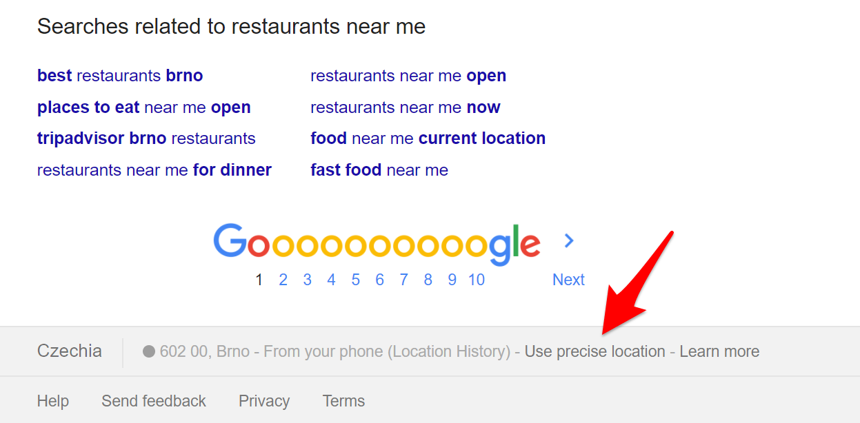 Use a precise location on Google Search