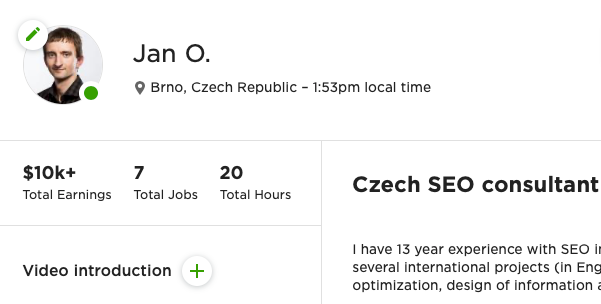 My old profile on Upwork. 