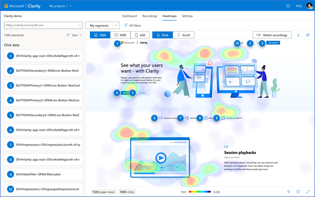 Heatmaps in Microsoft Clarity