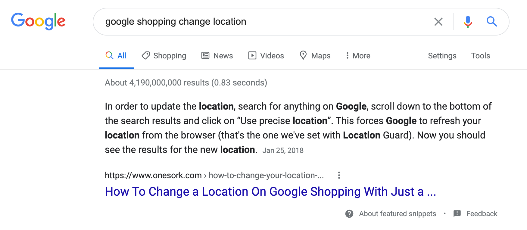 Example of a Featured Snippet in search results